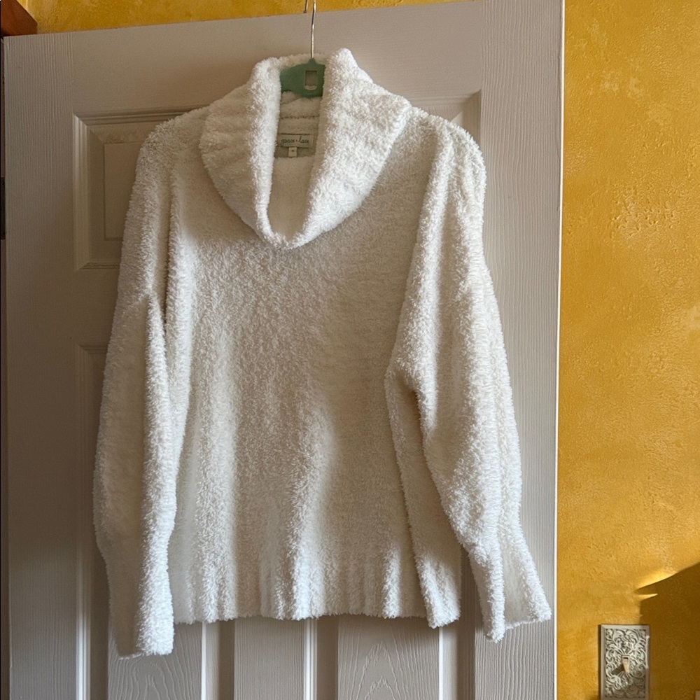 Grace & Lace Soft Cream Cowl Neck Sweater